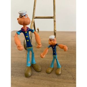 Vintage 1978 Bendable Popeye 6” and 4” ~ The Sailor Man Figures "RARE"